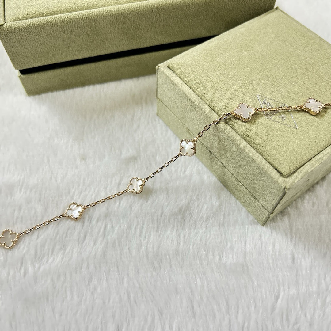 [：Polaidi Jewelry]CLOVER 6 MOTIF WHITE MOP BRACELET