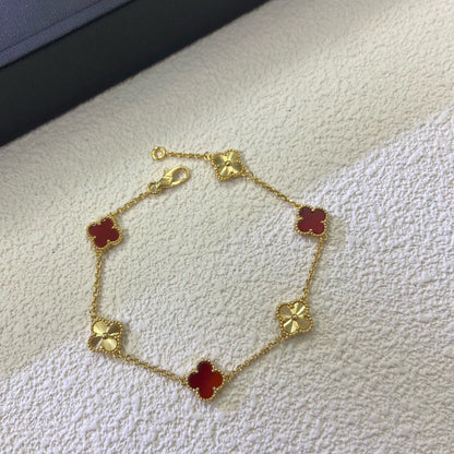 [Polaidi Jewelry]CLOVER 6 MOTIF RED AGATE LASER BRACELET