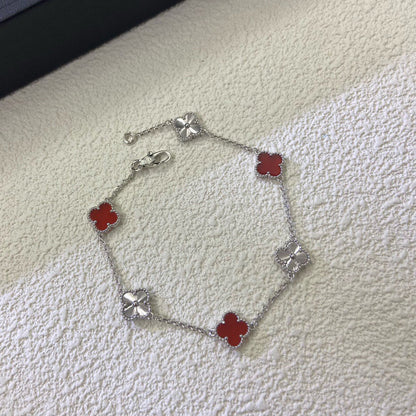 [：Polaidi Jewelry]CLOVER 6 MOTIF RED AGATE LASER BRACELET