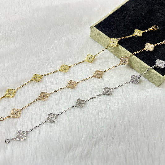 [：Polaidi Jewelry]CLOVER 6 MOTIF DIAMOND BRACELET