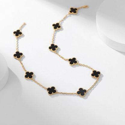 [Polaidi Jewelry]CLOVERS THE 10-MOTIFS ONYX NECKLACE