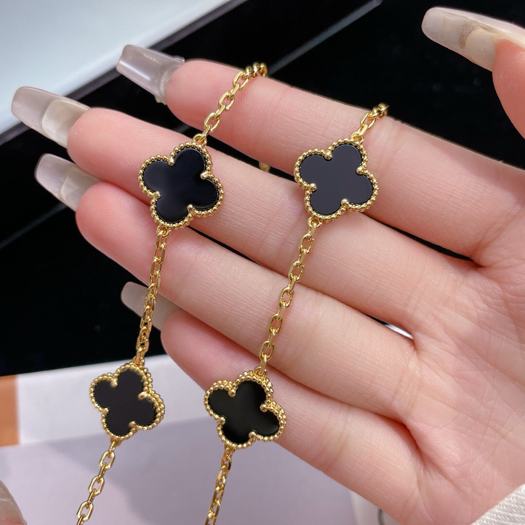 [Polaidi Jewelry]CLOVERS THE 10-MOTIFS ONYX NECKLACE