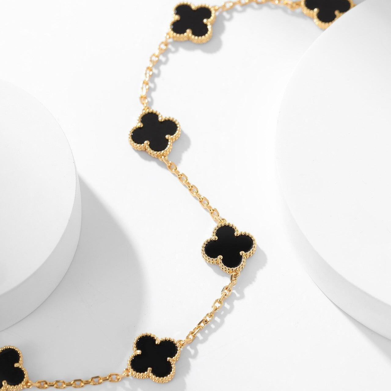 [Polaidi Jewelry]CLOVERS THE 10-MOTIFS ONYX NECKLACE