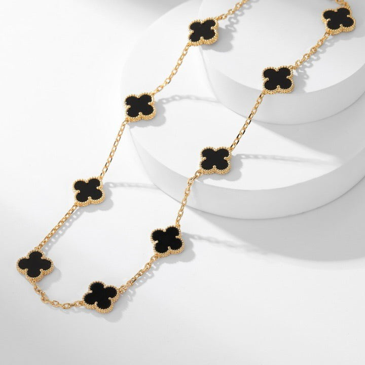 [Polaidi Jewelry]CLOVERS THE 10-MOTIFS ONYX NECKLACE