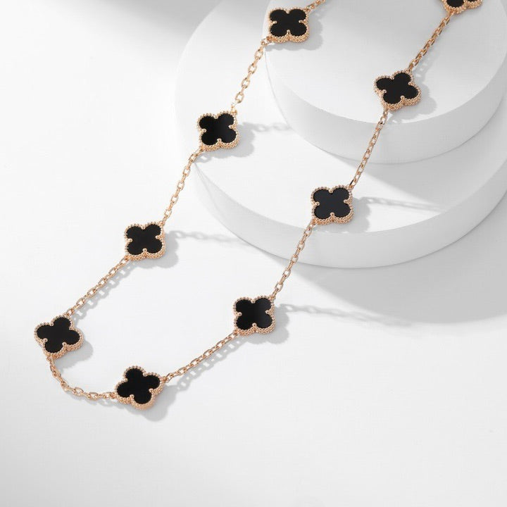 [Polaidi Jewelry]CLOVERS THE 10-MOTIFS ONYX NECKLACE
