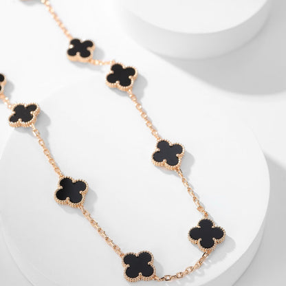 [Polaidi Jewelry]CLOVERS THE 10-MOTIFS ONYX NECKLACE