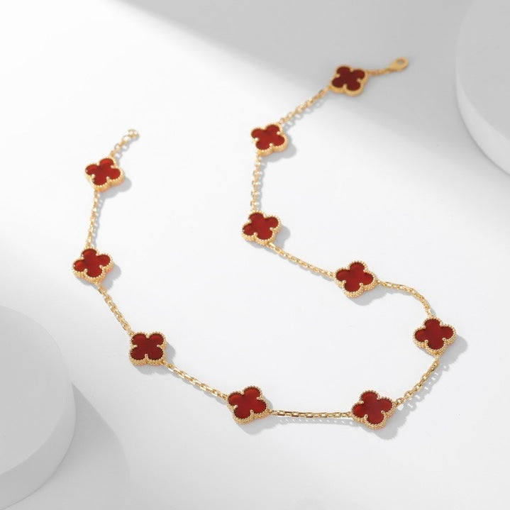 [Polaidi Jewelry]CLOVERS THE  10-MOTIFS CARNELIAN NECKLACE