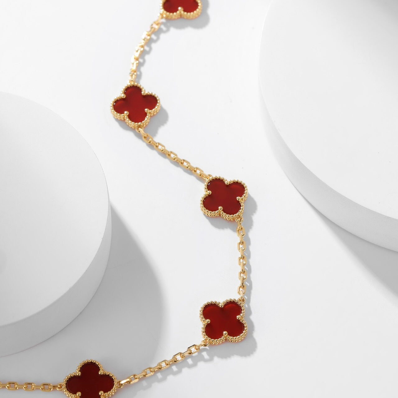 [Polaidi Jewelry]CLOVERS THE  10-MOTIFS CARNELIAN NECKLACE