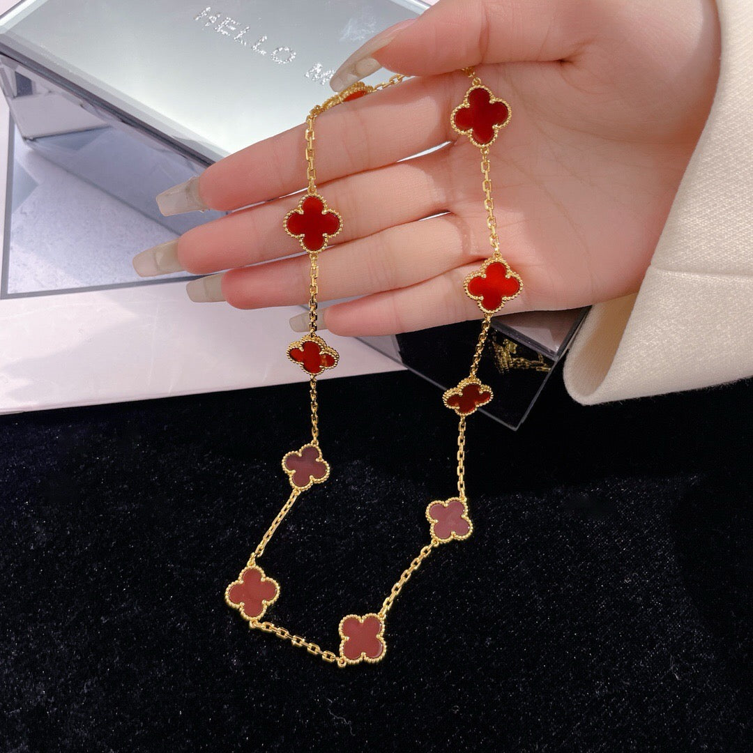 [Polaidi Jewelry]CLOVERS THE  10-MOTIFS CARNELIAN NECKLACE