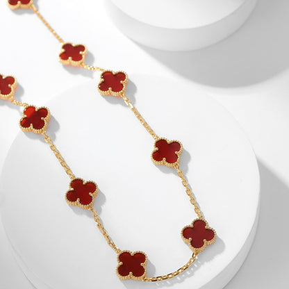 [Polaidi Jewelry]CLOVERS THE  10-MOTIFS CARNELIAN NECKLACE