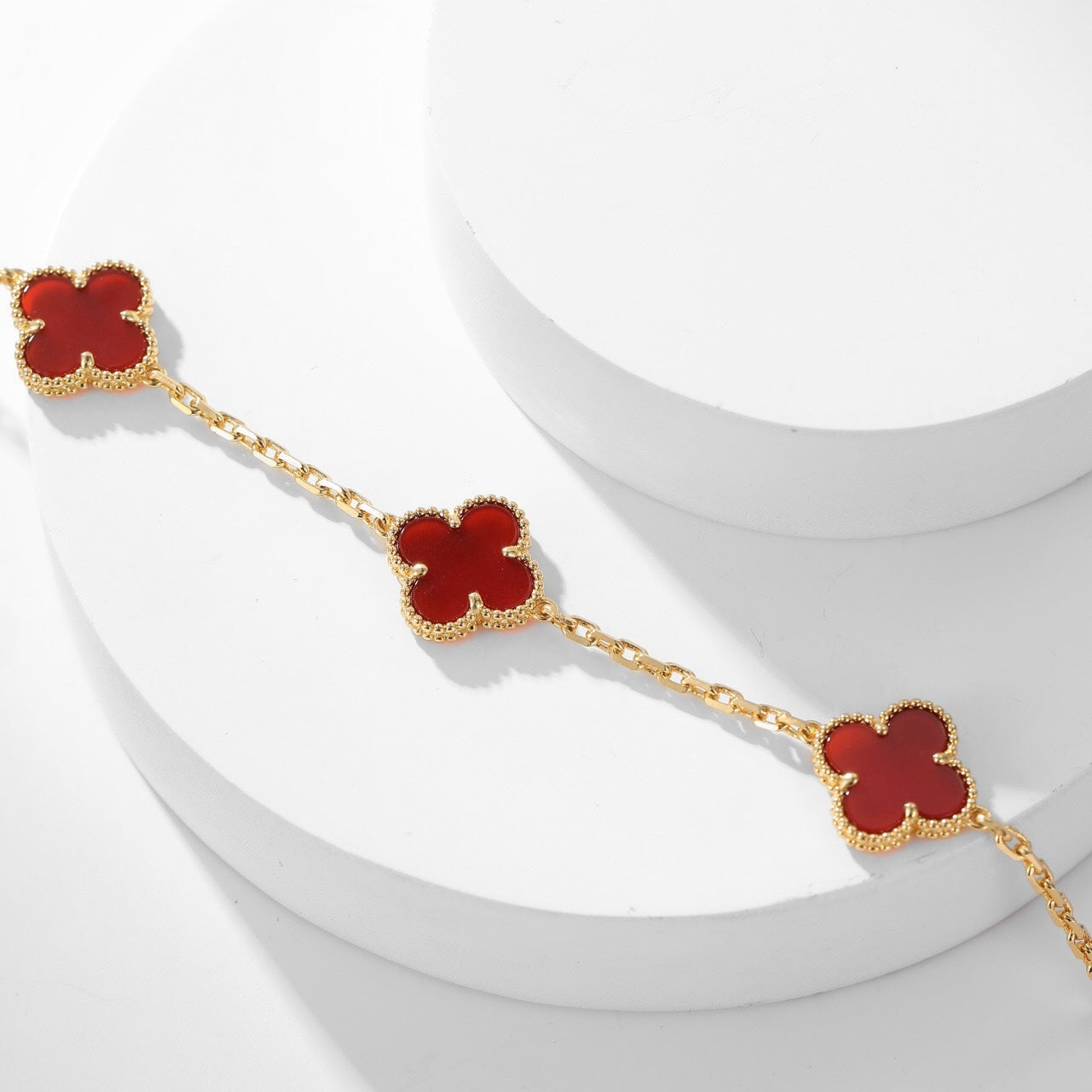 [Polaidi Jewelry]CLOVERS THE  10-MOTIFS CARNELIAN NECKLACE