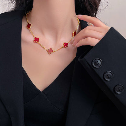 [Polaidi Jewelry]CLOVERS THE  10-MOTIFS CARNELIAN NECKLACE