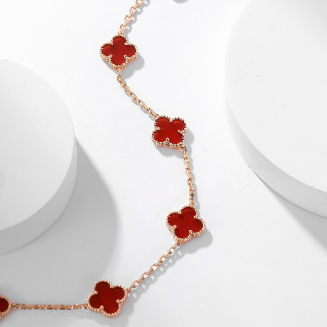 [Polaidi Jewelry]CLOVERS THE  10-MOTIFS CARNELIAN NECKLACE