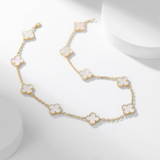[Polaidi Jewelry]CLOVERS THE 10-MOTIFS WHITE MOTHER OF PEARL NECKLACE