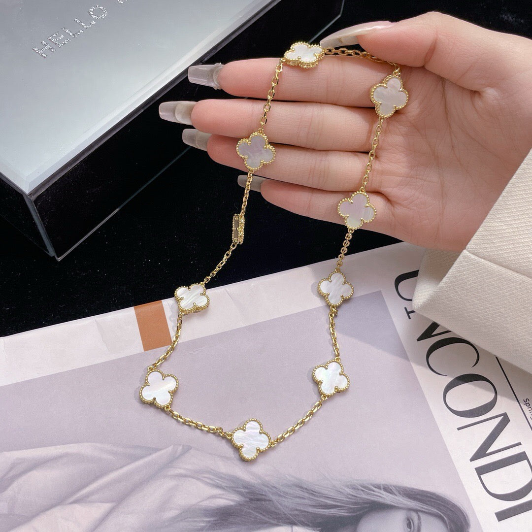 [：Polaidi Jewelry]CLOVER 10 MOTIFS WHITE MOTHER OF PEARL NECKLACE