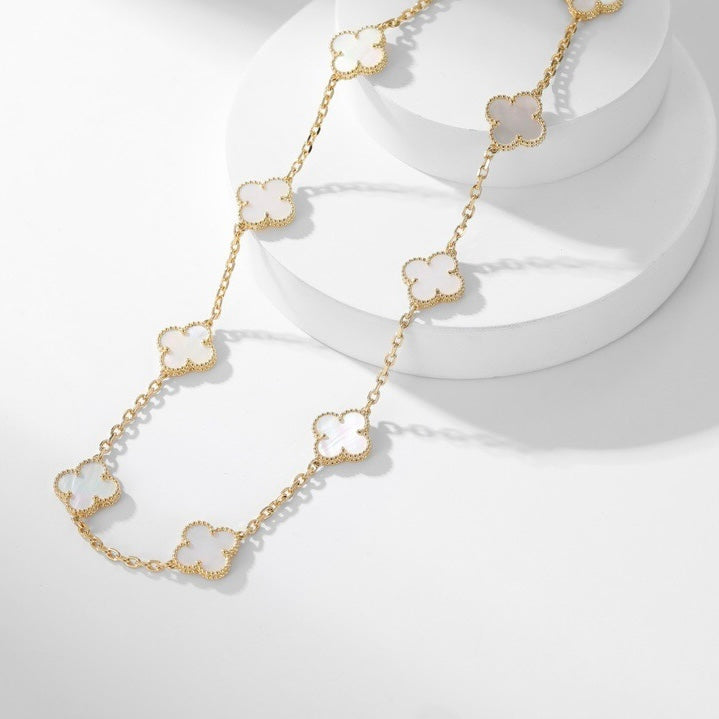 [：Polaidi Jewelry]CLOVER 10 MOTIFS WHITE MOTHER OF PEARL NECKLACE