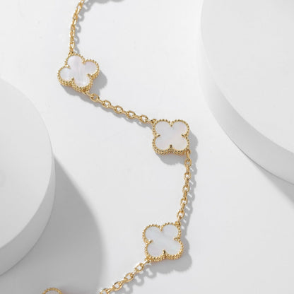 [：Polaidi Jewelry]CLOVER 10 MOTIFS WHITE MOTHER OF PEARL NECKLACE