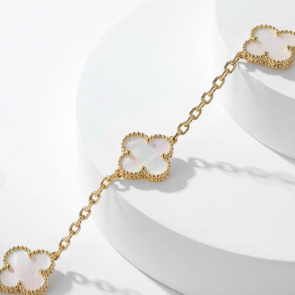[：Polaidi Jewelry]CLOVER 10 MOTIFS WHITE MOTHER OF PEARL NECKLACE