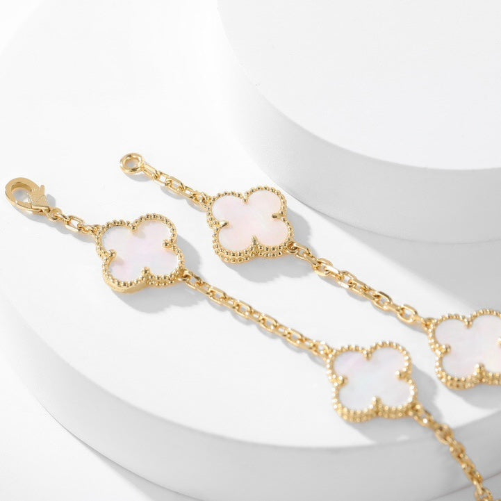 [Polaidi Jewelry]CLOVERS THE 10-MOTIFS WHITE MOTHER OF PEARL NECKLACE