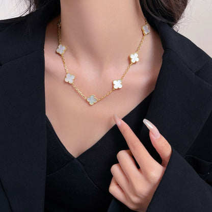 [Polaidi Jewelry]CLOVERS THE 10-MOTIFS WHITE MOTHER OF PEARL NECKLACE