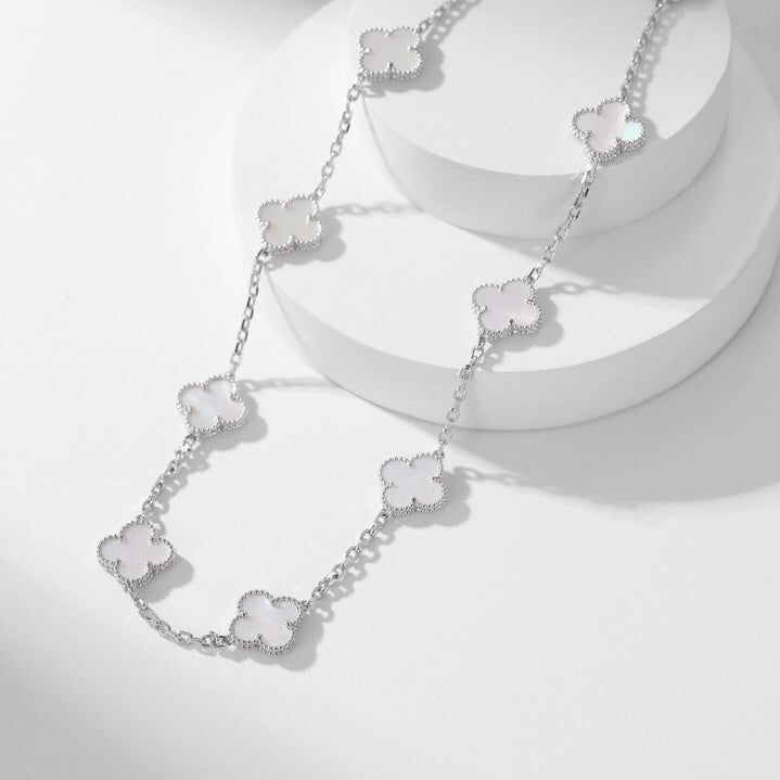[：Polaidi Jewelry]CLOVER 10 MOTIFS WHITE MOTHER OF PEARL NECKLACE