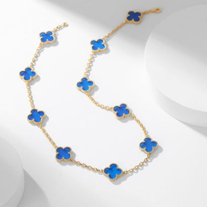 [Polaidi Jewelry]CLOVERS THE 10-MOTIFS BLUE AGATE NECKLACE