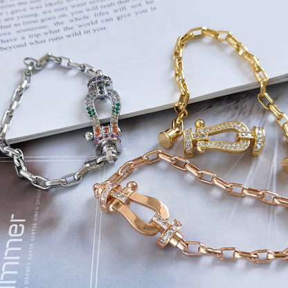[Polaidi Jewelry]FORCE LARGE HORSESHOE CLASP  METAL BRACELET
