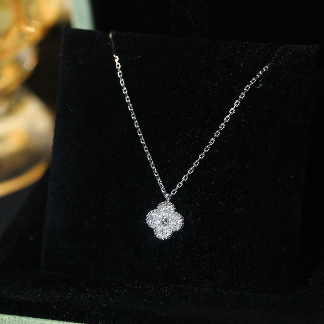 [：Polaidi Jewelry]CLOVER MINI 9.5MM PENDANT DIAMOND NECKLACE