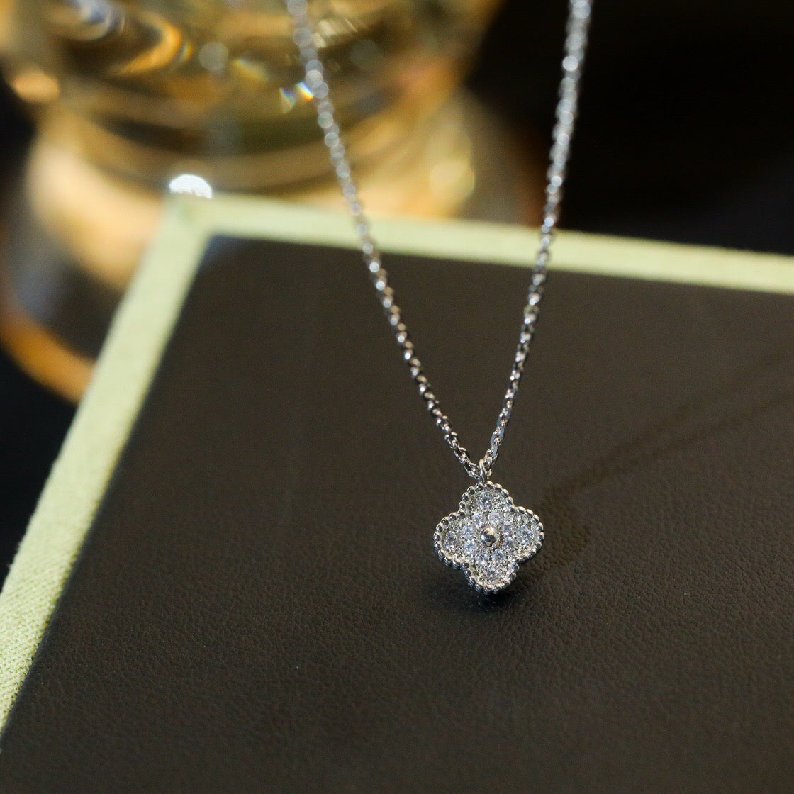 [：Polaidi Jewelry]CLOVER MINI 9.5MM PENDANT DIAMOND NECKLACE