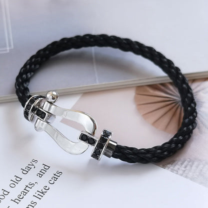 [Polaidi Jewelry]FORCE LARGE HORSESHOE BLACK DIAMOND BRACELET SILVER