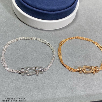 [：Polaidi Jewelry]FORCE SMALL HORSESHOE  DIAMOND CHAIN ROPE BRACELET