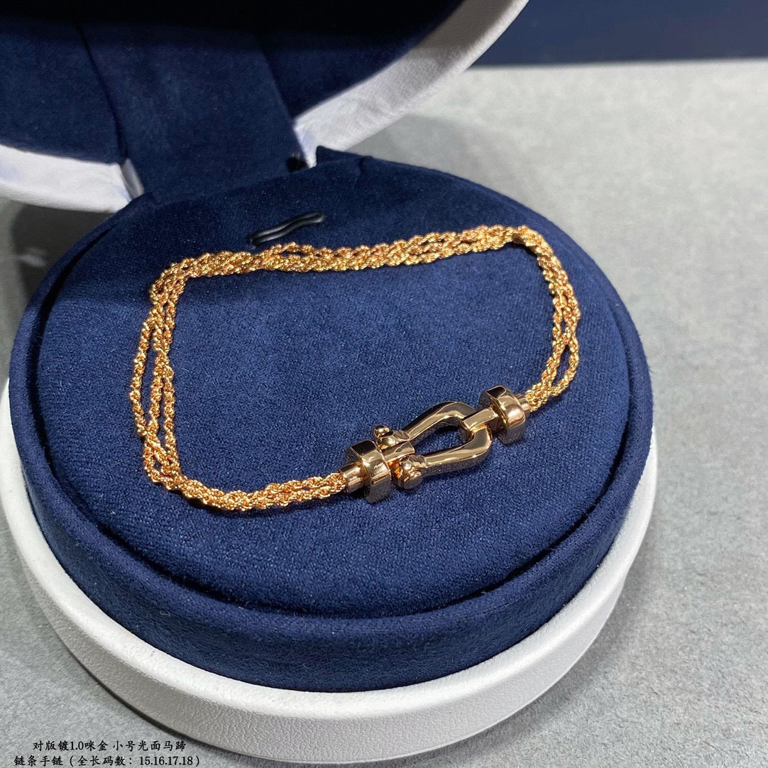 [：Polaidi Jewelry]FORCE SMALL HORSESHOE  DIAMOND CHAIN ROPE BRACELET