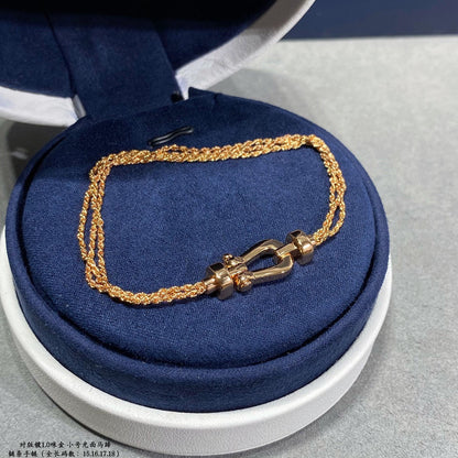 [：Polaidi Jewelry]FORCE SMALL HORSESHOE  DIAMOND CHAIN ROPE BRACELET