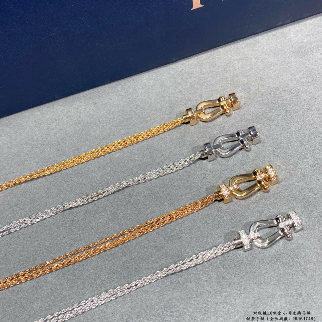 [：Polaidi Jewelry]FORCE SMALL HORSESHOE  DIAMOND CHAIN ROPE BRACELET