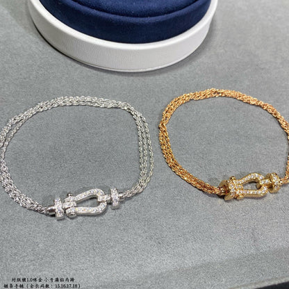 [：Polaidi Jewelry]FORCE SMALL HORSESHOE  DIAMOND CHAIN ROPE BRACELET