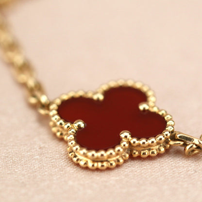 [：Polaidi Jewelry]CLOVER 5 MOTIFS RED AGATE  BRACELET