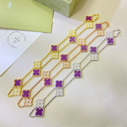 [Polaidi Jewelry]CLOVER 10 MOTIFS  PURPLE VIOLET DIAMOND NECKLACE