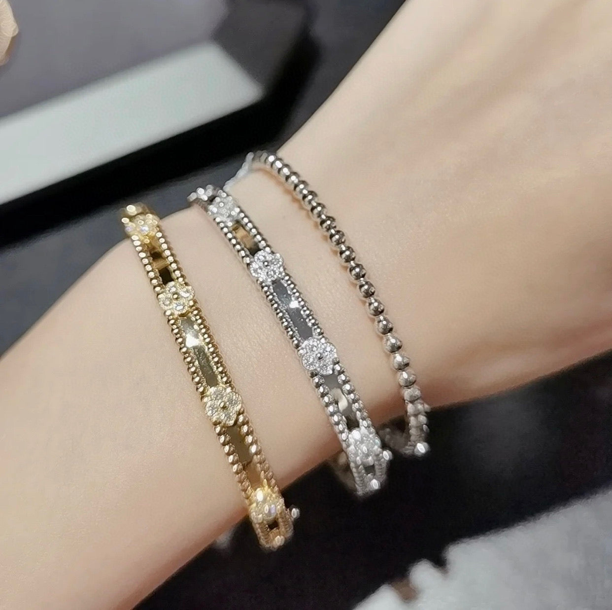 [：Polaidi Jewelry]CLOVER BRACELET 4MM DIAMONDS