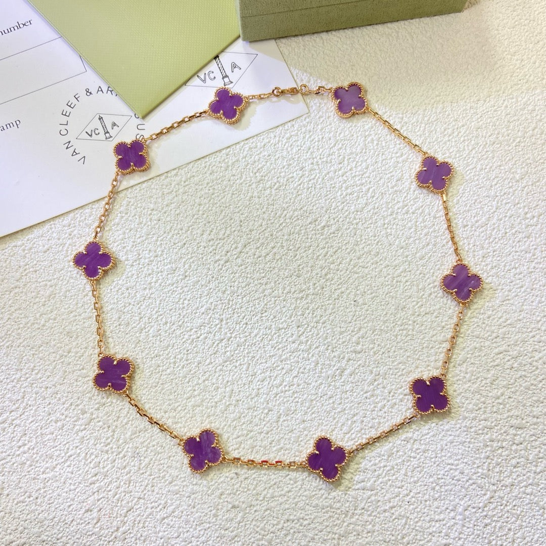 [Polaidi Jewelry]CLOVER 10 MOTIFS  PURPLE VIOLET  NECKLACE