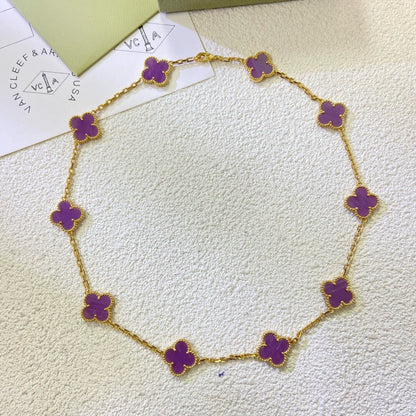 [Polaidi Jewelry]CLOVER 10 MOTIFS  PURPLE VIOLET  NECKLACE