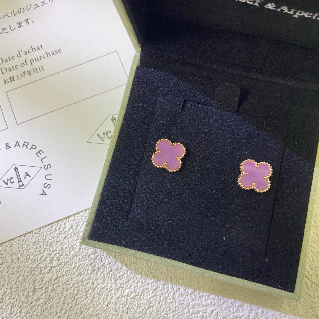 [Polaidi Jewelry]CLOVER MINI 9.5MM  PURPLE VIOLET EARRINGS
