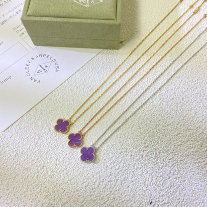[Polaidi Jewelry]CLOVER 15MM  PURPLE VIOLET NECKLACE