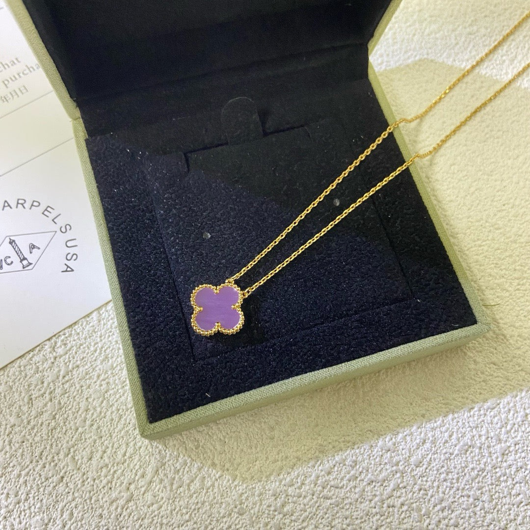 [Polaidi Jewelry]CLOVER 15MM  PURPLE VIOLET NECKLACE