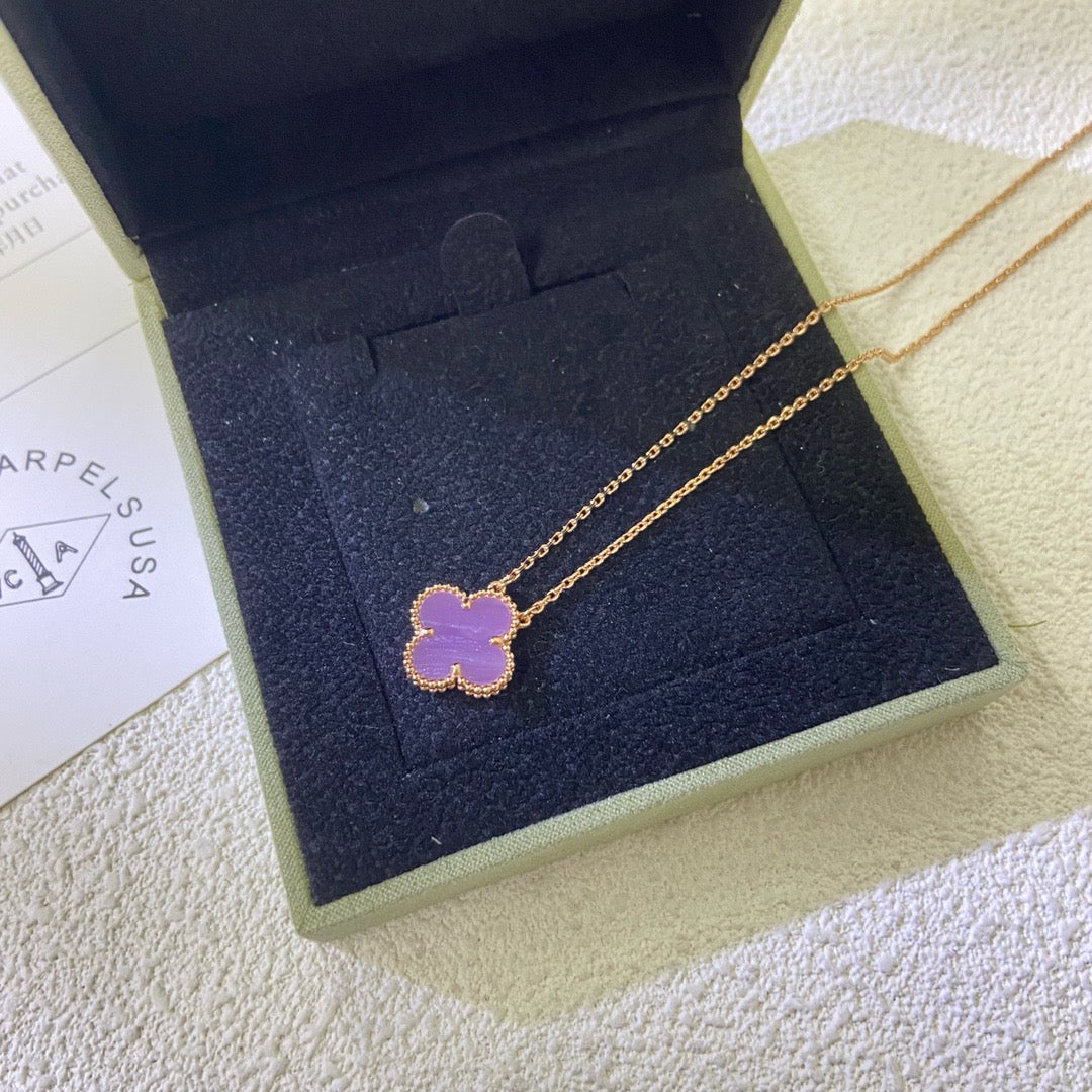 [Polaidi Jewelry]CLOVER 15MM  PURPLE VIOLET NECKLACE