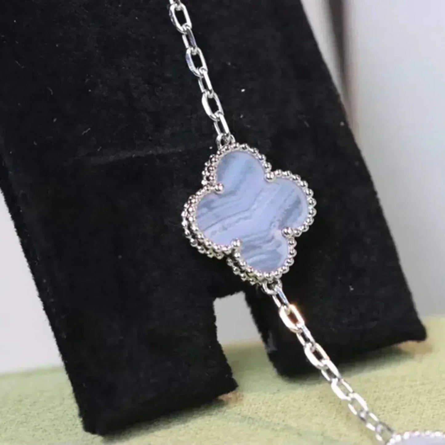 [：Polaidi Jewelry]CLOVER  5 MOTIF PURPLE CHALCEDONY BRACELET SILVER