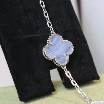[：Polaidi Jewelry]CLOVER  5 MOTIF PURPLE CHALCEDONY BRACELET SILVER
