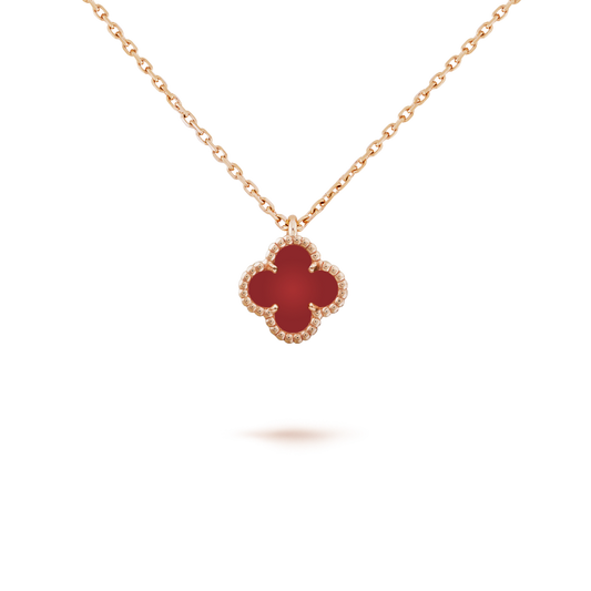[Polaidi Jewelry]CLOVER MINI 9.5MM WHITE CARNELIANS NECKLACE