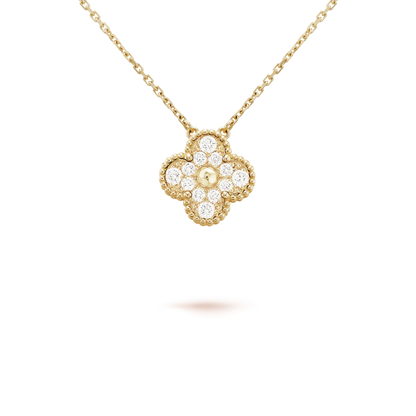 [：Polaidi Jewelry]CLOVER 15MM DIAMOND SINGLE FLOWER NECKLACE