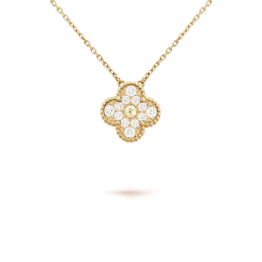 [Polaidi Jewelry]CLOVER 15MM DIAMOND SINGLE FLOWER NECKLACE