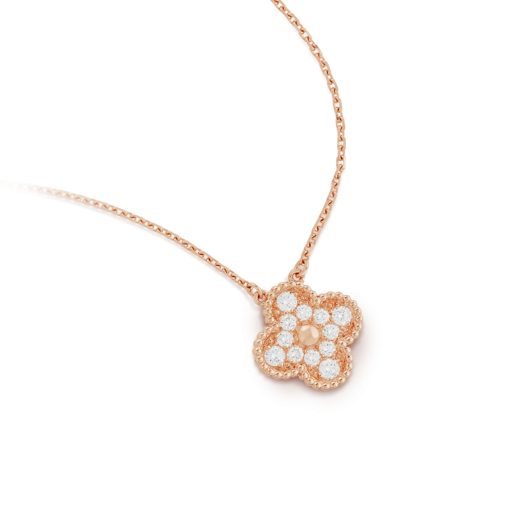 [Polaidi Jewelry]CLOVER 15MM DIAMOND SINGLE FLOWER NECKLACE